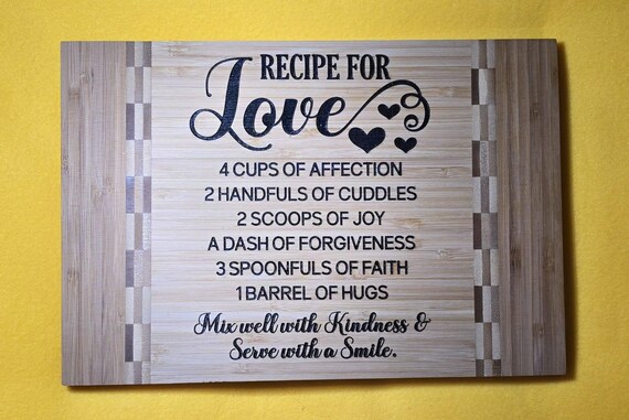 Recipe for Love Cutting Board