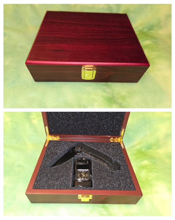 Black Dragon themed knife set in Rose wood box