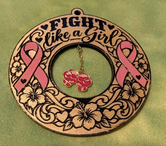 Breast Cancer "Fight like a girl" themed Christmas Ornament
