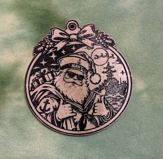 Navy Santa Christmas Ornament