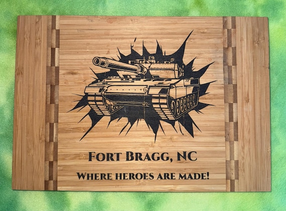 Ft Bragg Where Heros are Made Themed cutting board