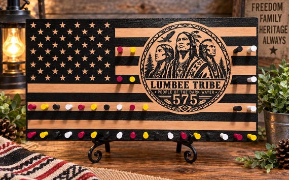 Lumbee Pride 575 Coin holder Flag, Poplar Wood 11" x 21"