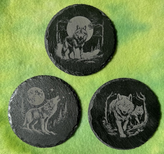 Wolves themed Slate Coaster collection