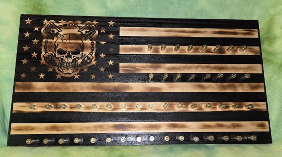 Mortorcycle bullet themed coin holder Flag