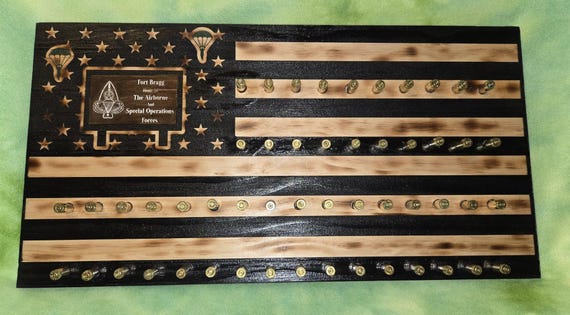 Fort Bragg bullet themed coin holder Flag