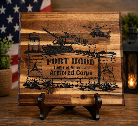 Fort Hood Armored Corps Butcher Block Cutting Board