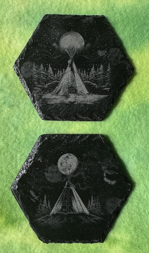 teepee themed Slate Coaster collection