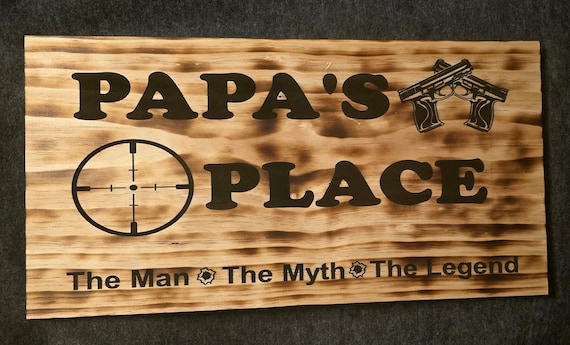 Second Amendment Gun Themed  Papa Place Wooden Sign
