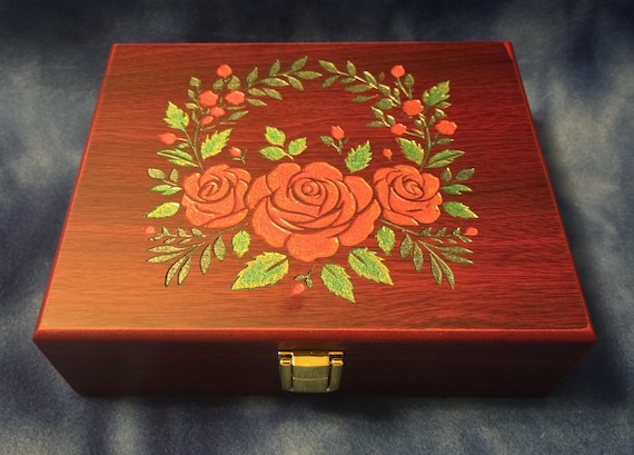 Flower themed knife set in Rose wood box