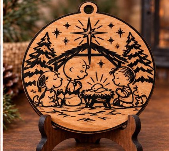 Peanuts Manger themed Christmas Ornament