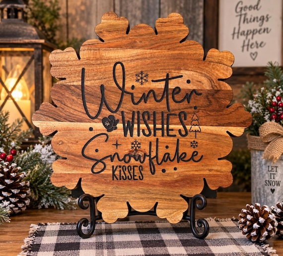 Snow flake winter wishes cutting board