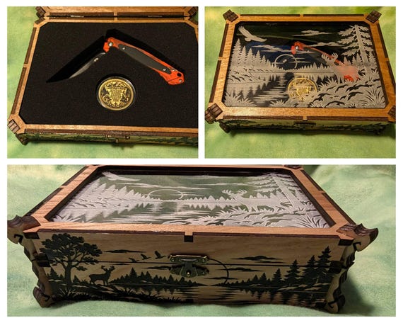 Hunting themed orange knife Gift Set