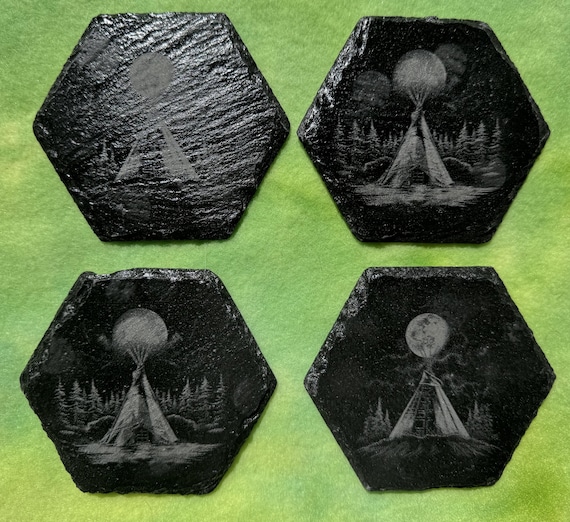 Teepee themed Slate Coaster collection
