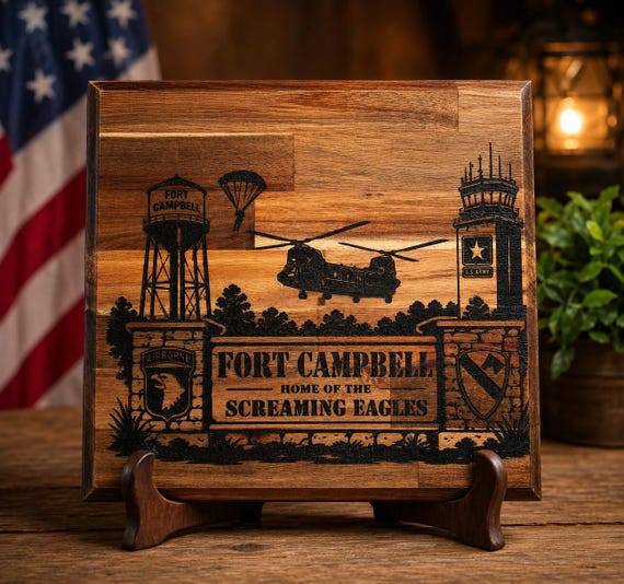 Fort Campbell Screaming Eagles Butcher Block Cutting Board