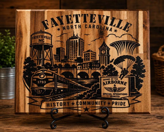 Fayetteville NC Themed Cutting Board