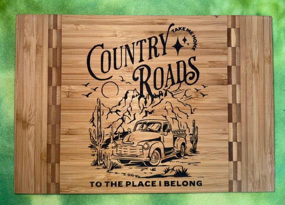 Country Roads themed cutting board