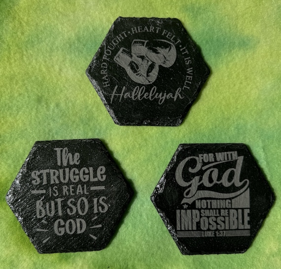 Christian themed Slate Coaster collection