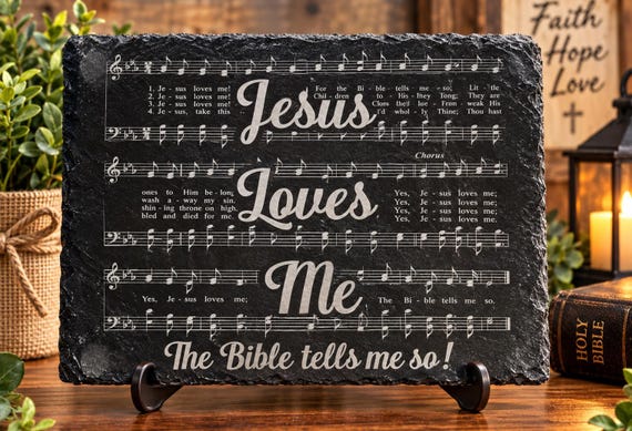 Jesus loves me themed slate