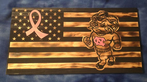UNC Tarheels Breast Cancer themed flag