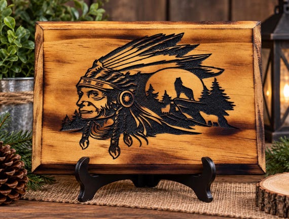 Male Native American plaque