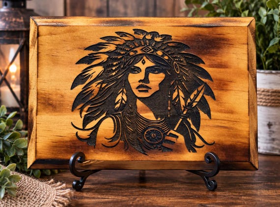 Native American woman plaque