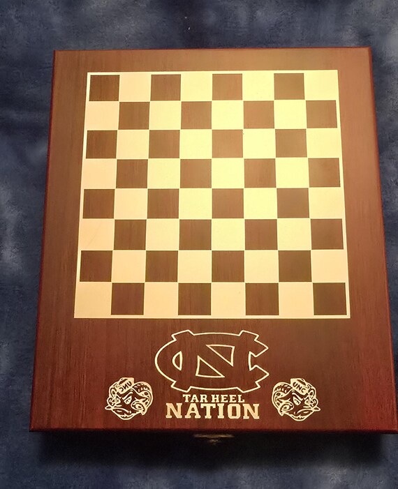 UNC Themed Rosewood chess set