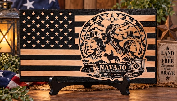 Navajo Nation Flag, Poplar Wood 11" x 21"