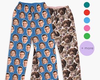 Personalize Pajama Pants with Your Face, Couples Pajamas, custom pants, Family Pajamas, Mens Pajamas, Women's Pajamas, custom gifts.