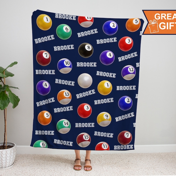 Personalized Billiards Blanket with name, Billiards Mink Throw Blanket , Billiards Adult Kid Blanket, Billiards Gifts Her Him