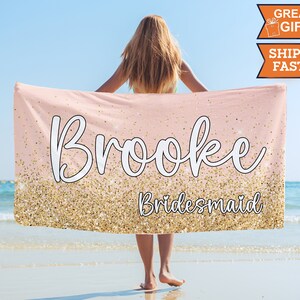 Bachelorette Party Personalize Beach Towels, Bridesmaid Gifts Towels, Bride, Wedding, Bridal Party, Bridal, Confetti, maid of honor, gifts