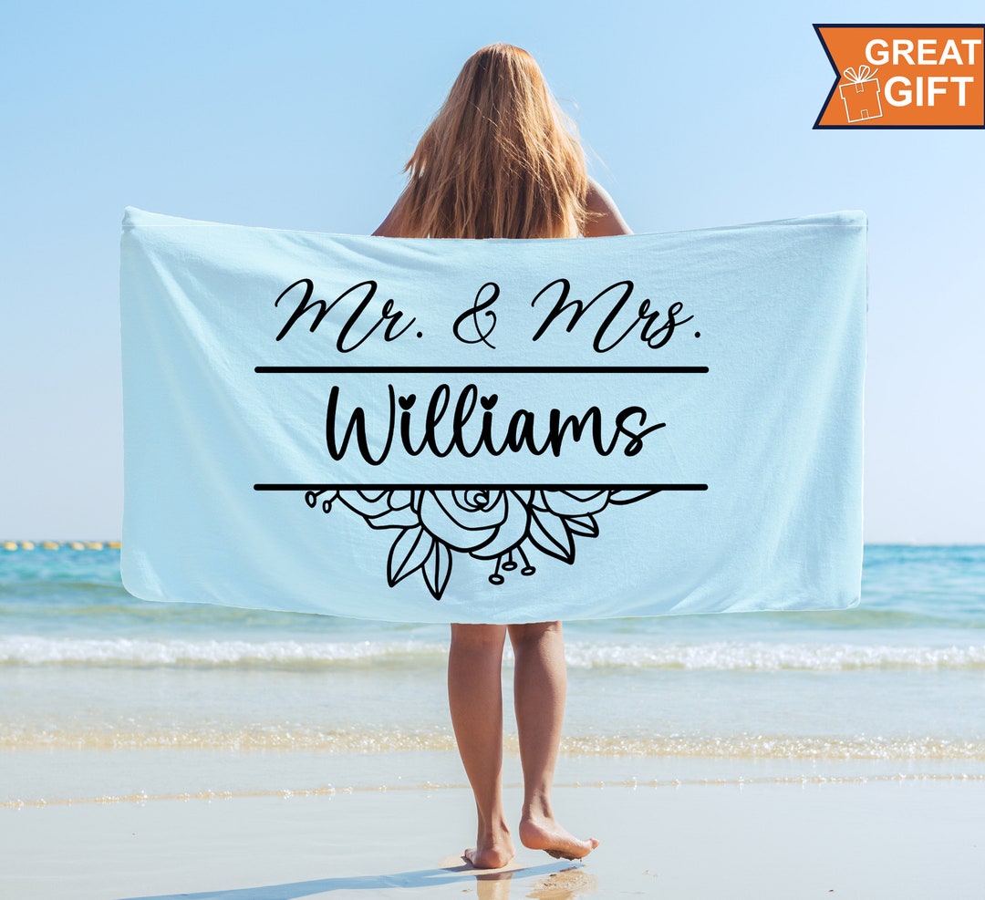 Mr and Mrs Beach Towels, Wedding Gift, Personalized Beach Towels