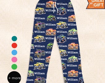 Personalized Monster Truck pajamas with your name, Monster Truck gift, Truck Lover, Car Gift, Personalized Car Truck Gift