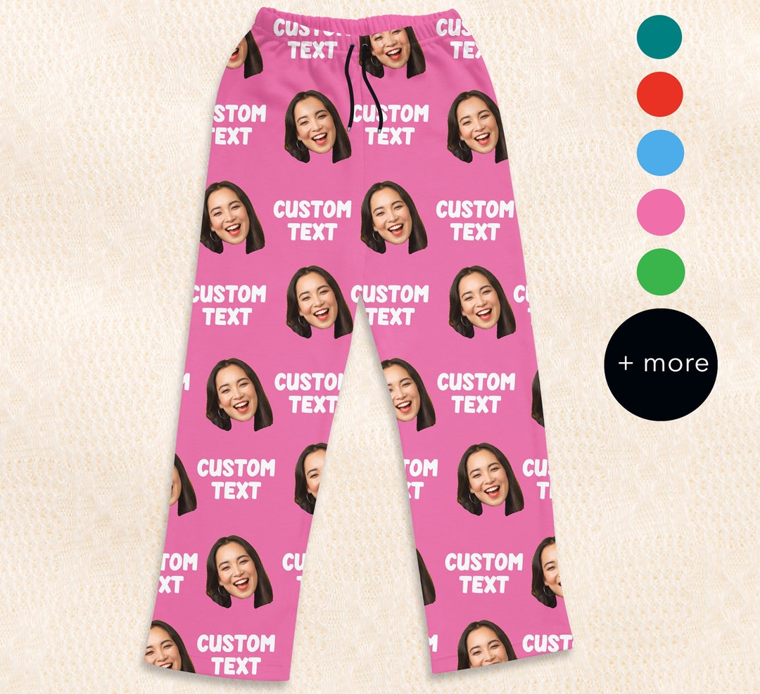 Pyjamas Fancy Text Personalize Pajama Pants With Your Face and Custom Text, Couples ...