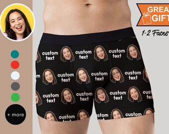 Custom Boxer with Faces, Gift for Husband boyfriend, Gift for him Valentines day Anniversary Birthday Christmas, boxer briefs for men