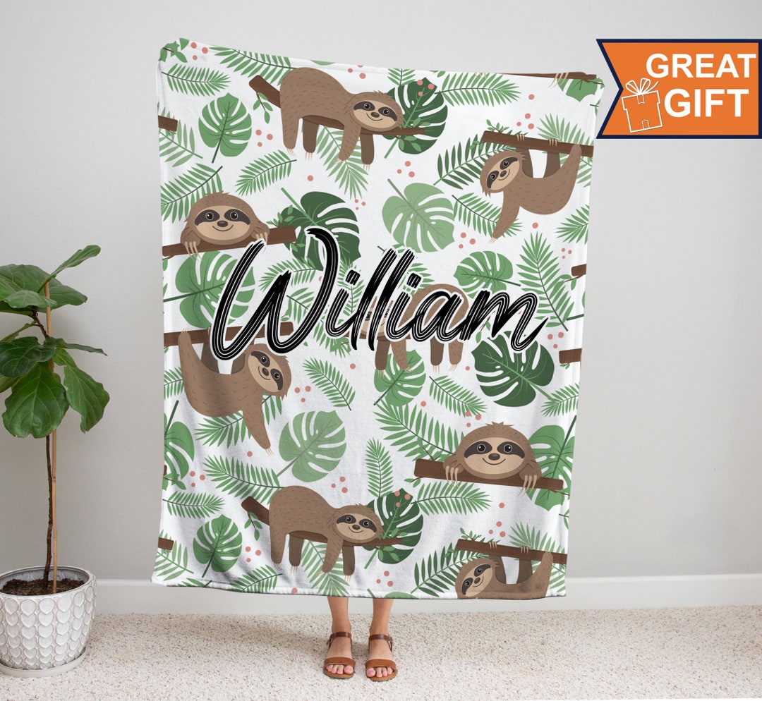 Personalized Sloth Blankets, Personalized Baby Blankets, Baby Blanket