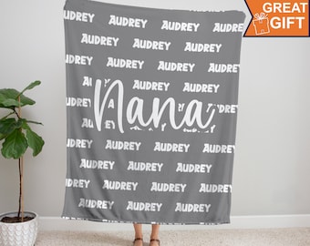 Personalized Blanket with names for grandma, Family Blanket, Mother's Day Gift for nana, nana Christmas gift, gift for nana,