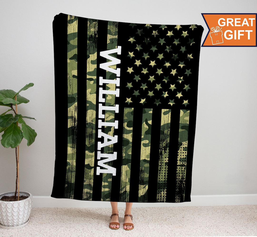Personalized Veteran Army Minky Blanket, Soldier Gift Blanket, Military