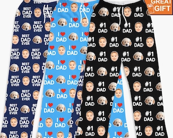Custom Face Pajama Pants, Fathers Day Gift for Dad, Grandpa, Him