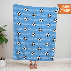 Personalized Soccer Blanket with your name, Sports gift, soccer gift boys girls, gift for soccer player, soccer team gift, custom blanket