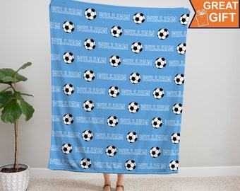 Personalized Soccer Blanket with your name, Sports gift, soccer gift boys girls, gift for soccer player, soccer team gift, custom blanket