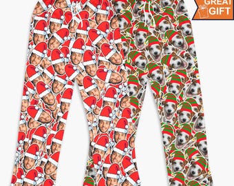 Custom Christmas face pajamas, Personalize Face Pajama Pants, Couples Christmas Pajamas, Holiday Family Christmas Matching Pajamas
