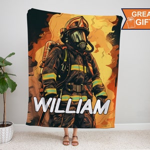 Personalized Firefighter Blanket, Gift For Fireman, Volunteer Firefighter, Firefighter Gift, FireFighter Wife Gift, Fire Department gift