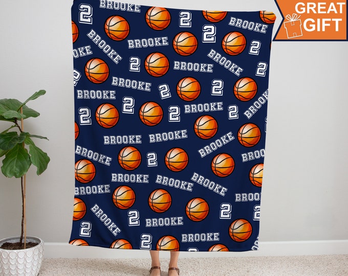 Personalized Basketball Blanket with your name, Sports gift, basketball gift, gift for basketball player, team gift, basketball team gift