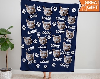 Personalized cat blanket, Cat lover gift, Custom photo blanket, Pet photo blanket, Photo blanket customized, Cat dad gift, Cat mom gift,