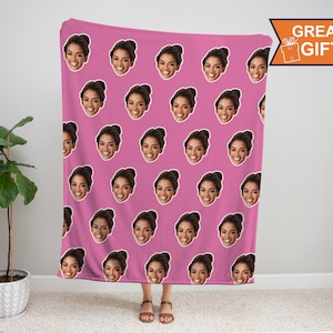 Plush Minky Face Blanket, Personalized Blanket with your face, custom face blanket, gift for mom, dad, friend, best friend gift