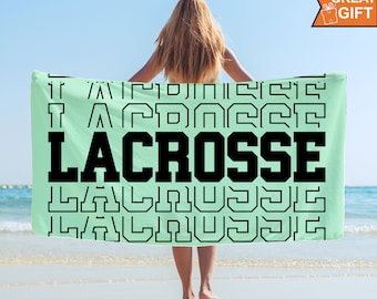 Lacrosse Beach Towel, Lacrosse Gifts, Sports Gifts, Lacrosse Towel, Lacrosse Team Gifts, Girls Lacrosse Boys, Seniors, lacrosse coach