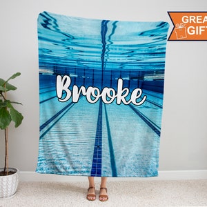 Personalized Swimming Blanket, Swimming Pool Throw Blankets, Swim Gift for Swimmer, Mom, Dad, Son, Daughter, Kid, Swim Team Gift, Swim club