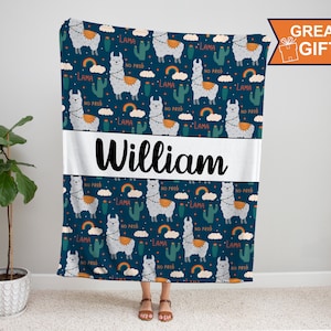 Personalized Llama Blanket, Personalized Blanket,  Baby Blanket, Custom Baby Blanket, Alpaca Llama gift for him her women men