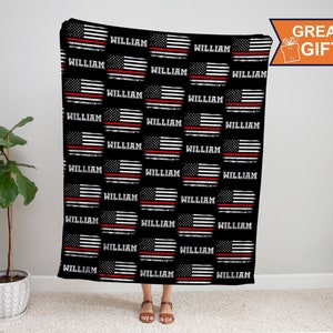 Personalized Firefighter Blanket, Gift For Fireman, Volunteer Firefighter, Firefighter Gift, FireFighter Wife Gift, Fire Department