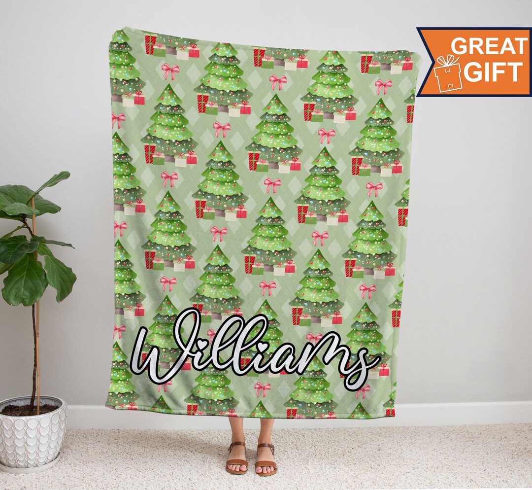 Personalized Christmas Blanket With Your Name, Custom Christmas Blanket